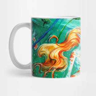 The Gift - Watercolor carp Koy Mermaid in a Pond Painting Mug